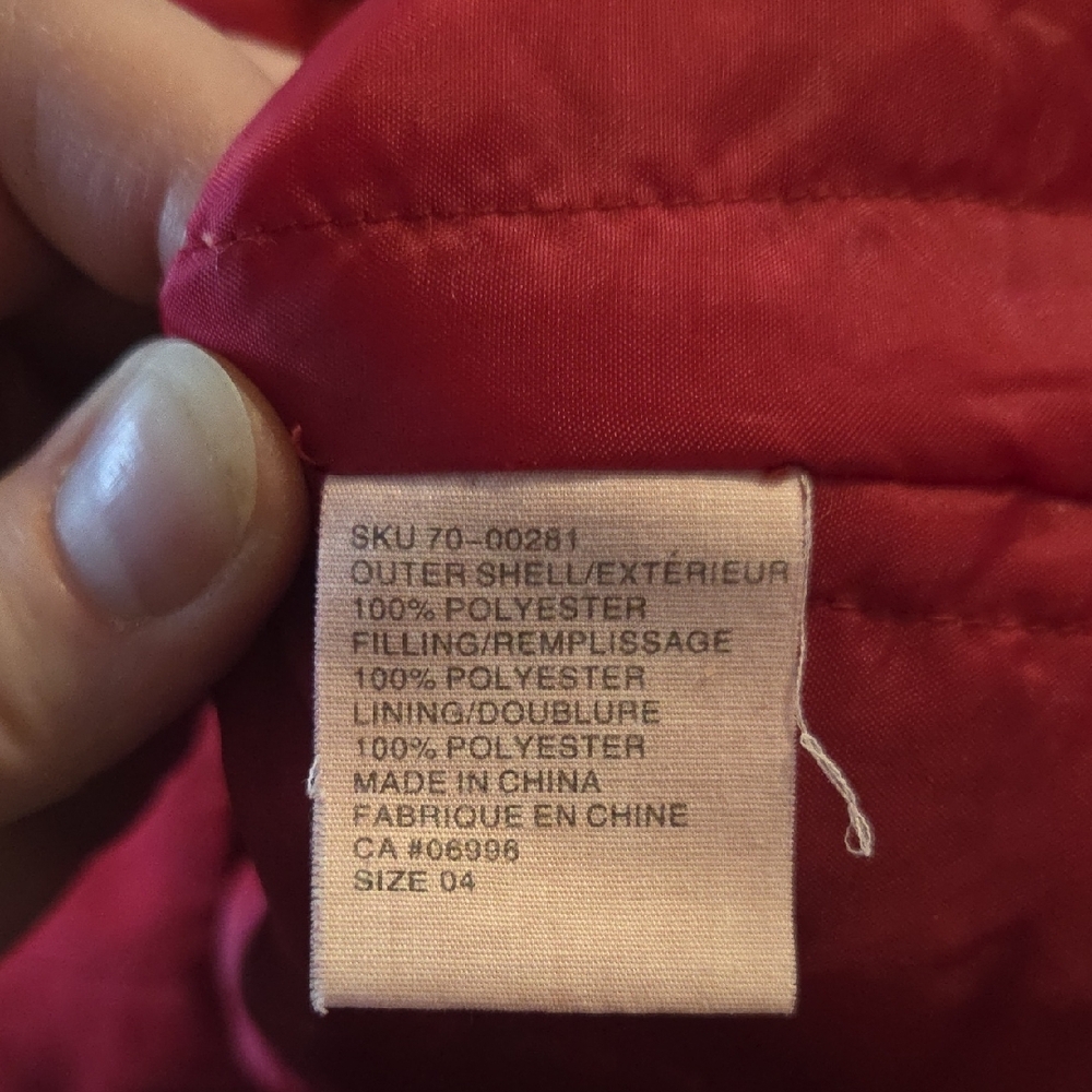 Women's Red Zip-Front Vest Ptp 23" - Picture 3 of 4